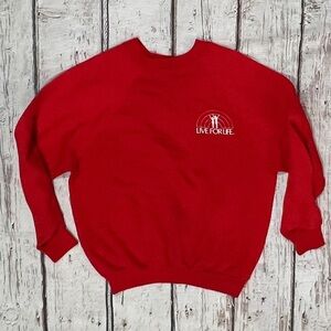 Vintage 80s Live For LIfe Red 1980s Pullover Crewneck Sweatshirt
